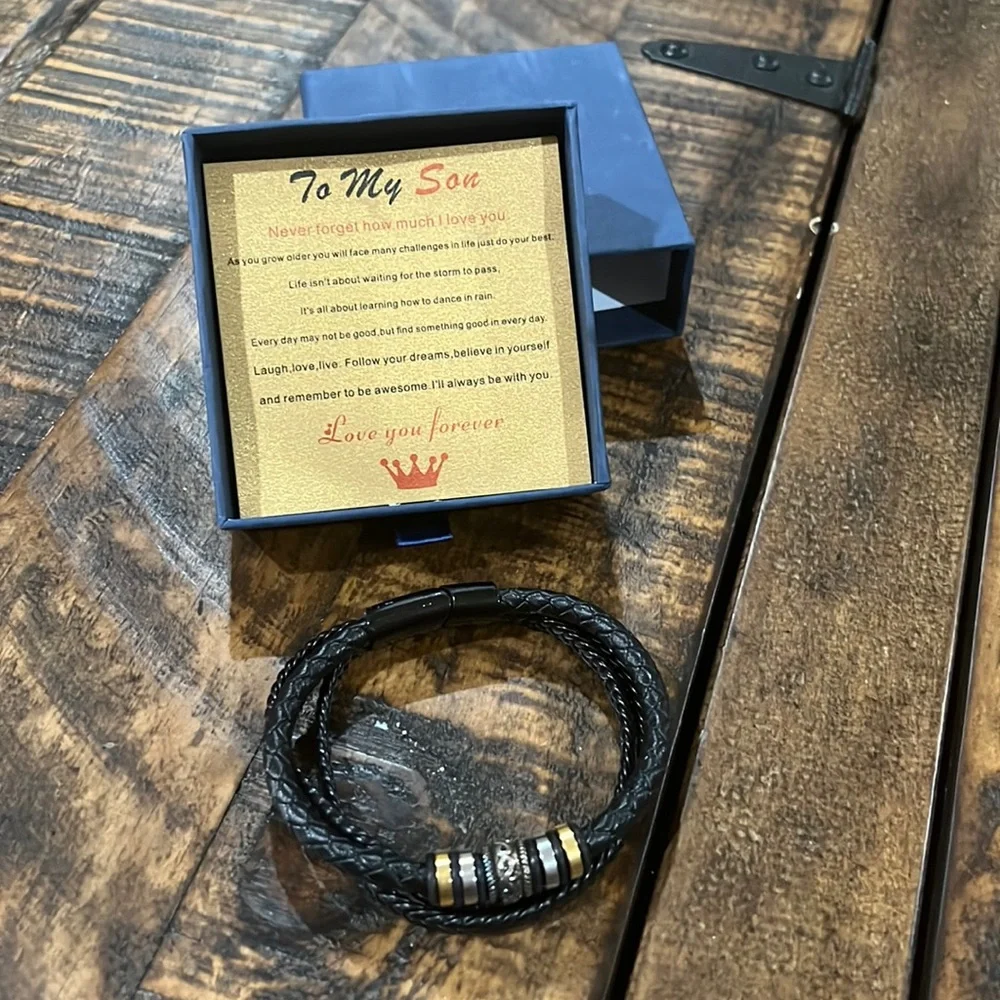 To my son Leather wrap Bracelet love you forever clasp